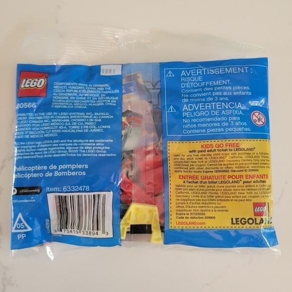 New LEGO City Fire Helicopter 30566 40 Pieces Age 5+ Red Yellow Pilot Minifigure - Picture 2 of 2